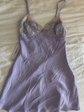 Princess Polly Lavender Lace-Trim Slip Mini Dress